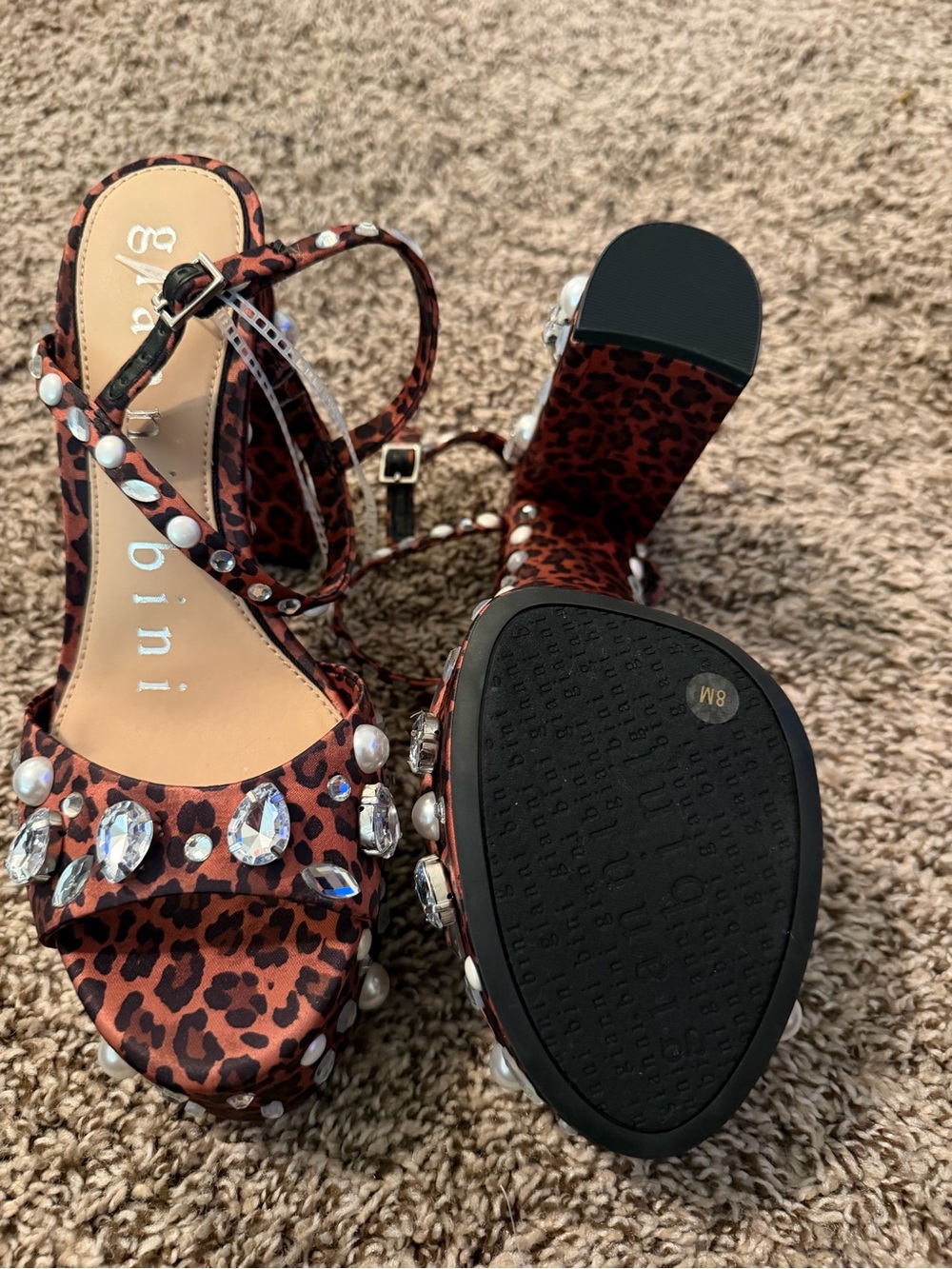 ✨ Gianni Bini Embellished Leopard Platform Heels | Size 8 | NWT Glam Statement S - Picture 3 of 3